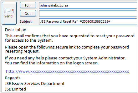 password reset request email jse flow